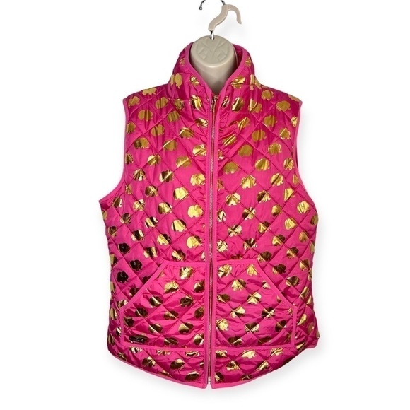 Simply Southern Jackets & Blazers - Simply Southern Gold Elephant Quilted Puffer Vest Pink Large